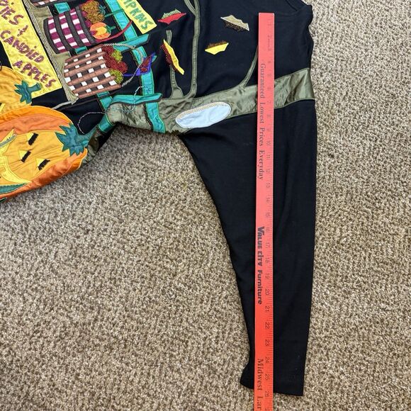 Vintage Halloween Fall Pumpkin Top Womens M Sequins Long Length - Picture 11 of 13